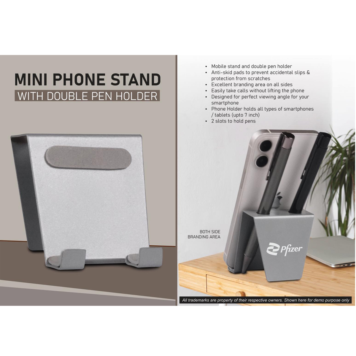 101-E370*Mini phone stand with double pen holder