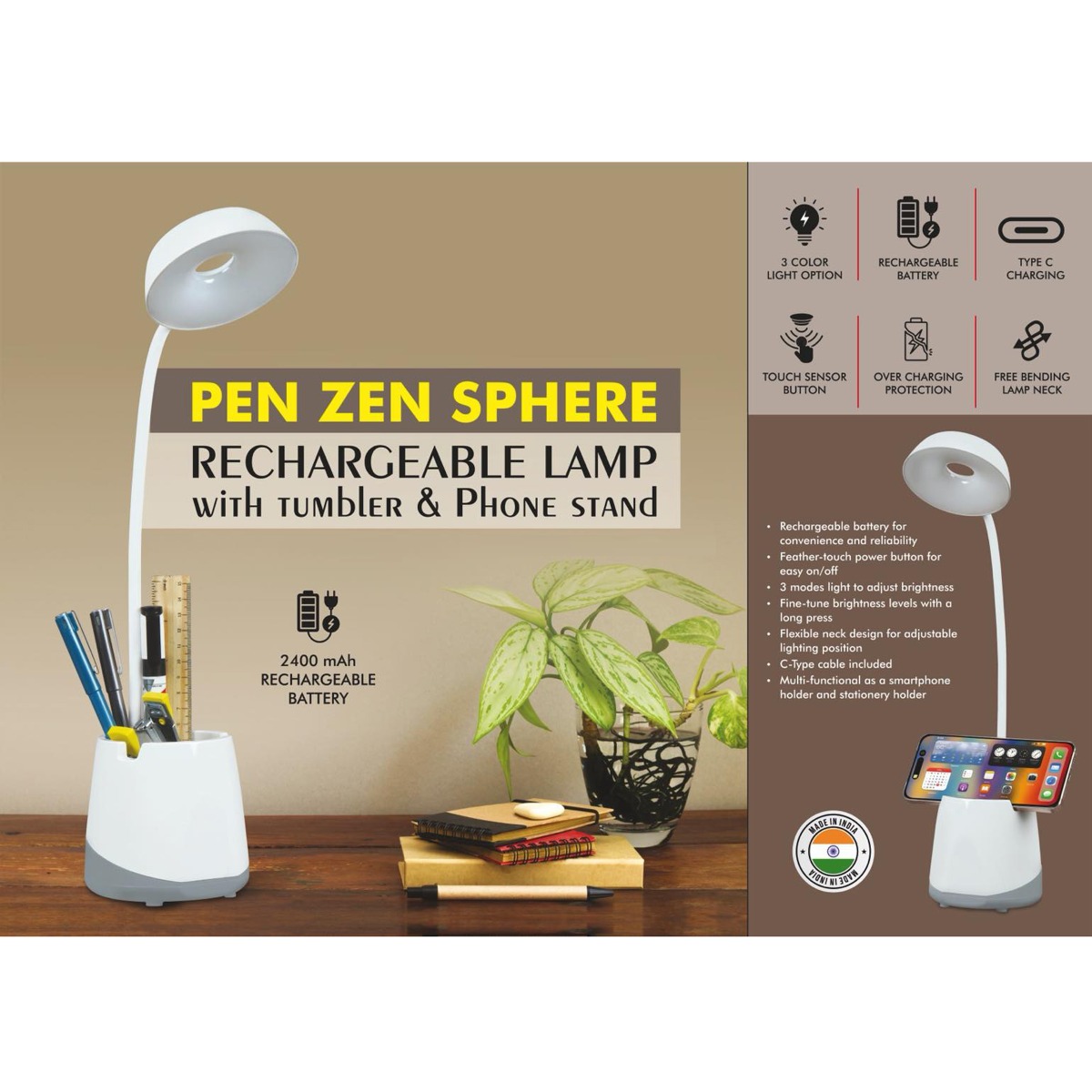 101-E382*PenZen Sphere Rechargeable lamp 