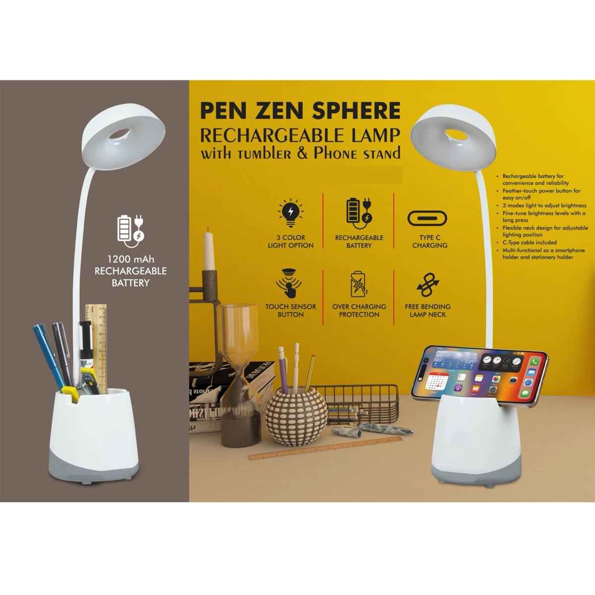 101-E382E*PenZen Sphere Rechargeable lamp 