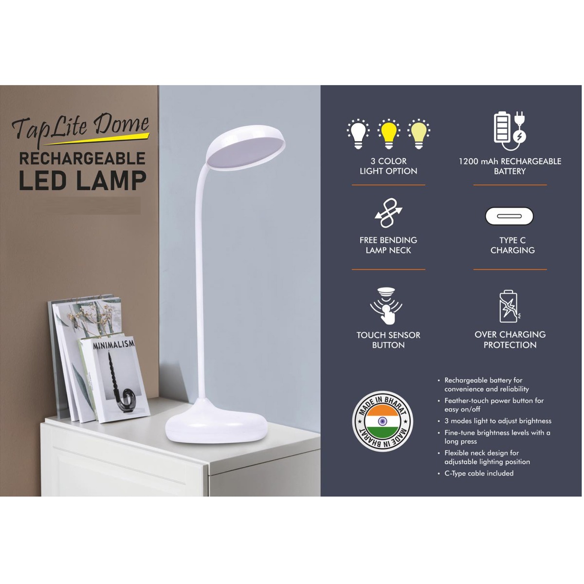 101-E387*TapLite Dome  Rechargeable LED lamp 