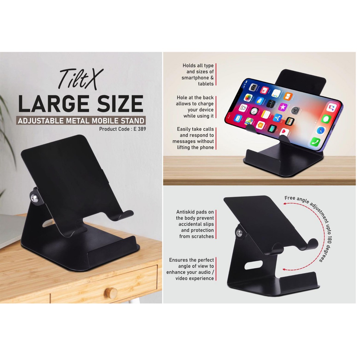 101-E389*TiltX Large size Adjustable metal mobile stand