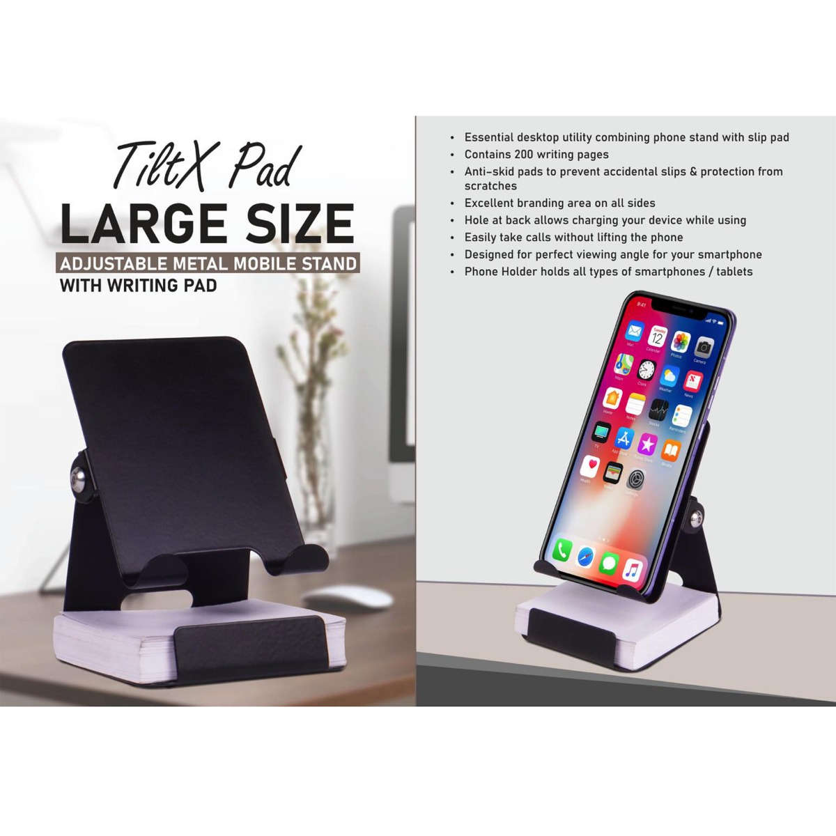 101-E390*TiltX Pad Large size Adjustable metal mobile stand with writing pad 200 writing sheets