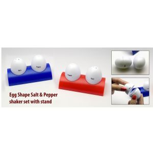 101-E91*Egg shaped salt & pepper shaker set with stand