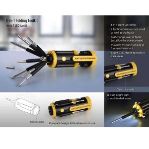 101-G14*Folding toolkit with 4 LED torch