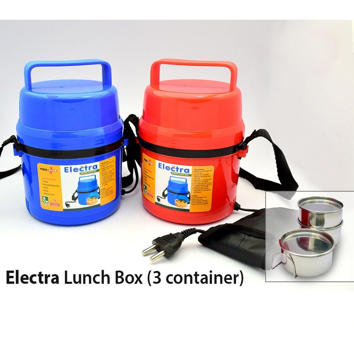 101-H07*Power Plus Electra Lunch Box Steel 3 Container