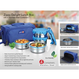 101-H102*Zippy Delight 4 container lunch box (steel containers)
