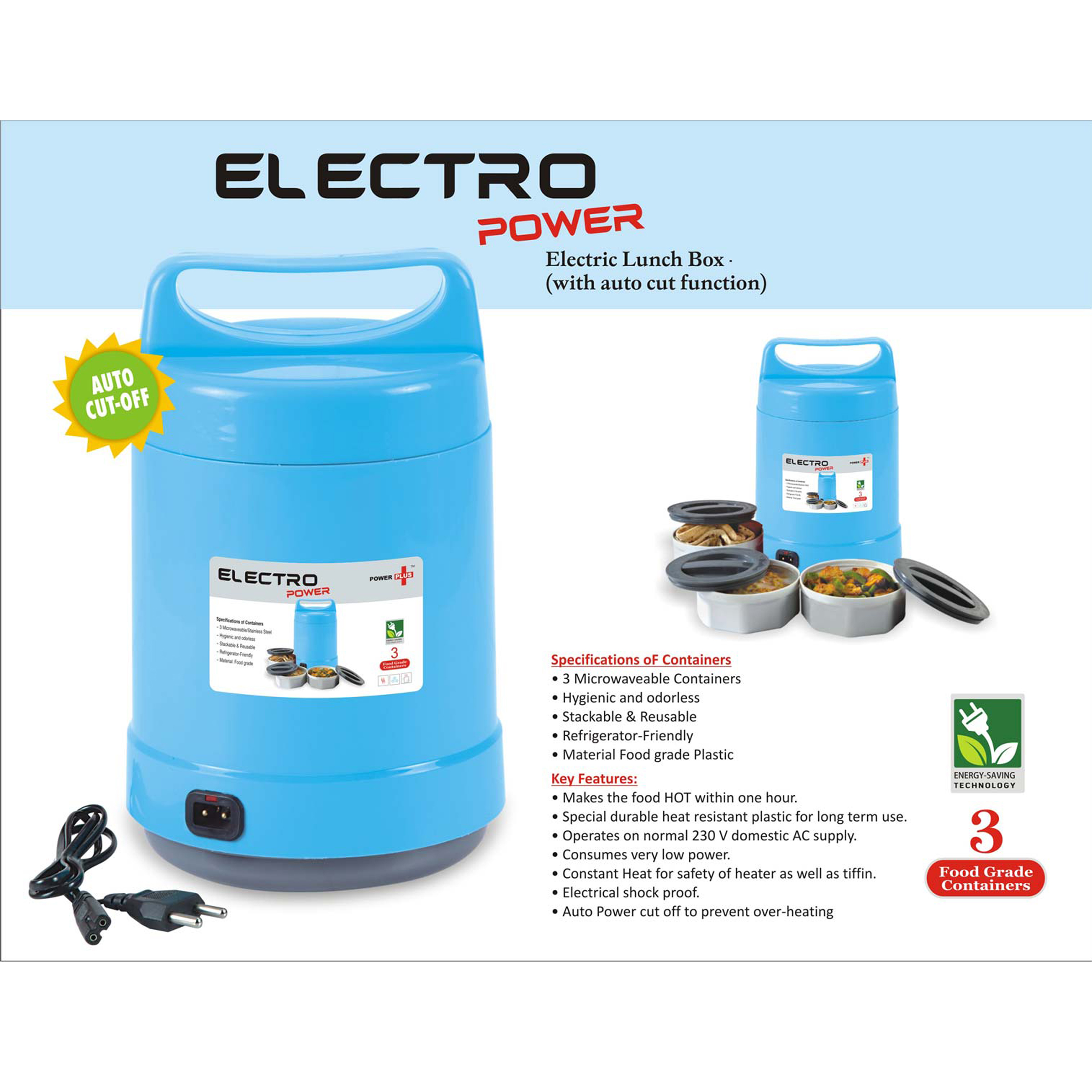 101-H103*Electro Power Electric Lunch box with Autocut function