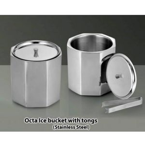 101-H125*Octa SS Ice bucket with tongs