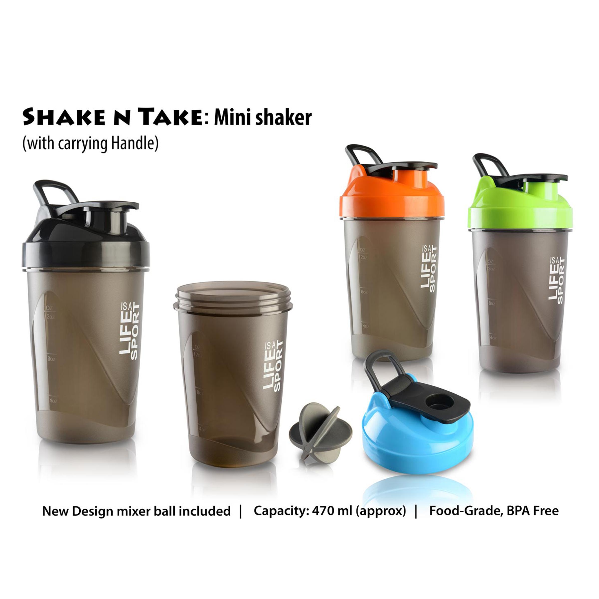 101-H132*Shake n Take Mini shaker with Handle with box