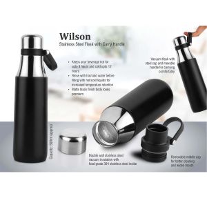 101-H161*Wilson Stainless steel flask with carry handle 500 ml approx 
