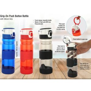 101-H169*Grip On Push button bottle with silicon grip 600ml approx 