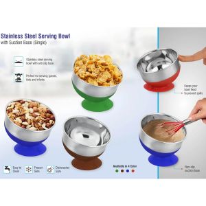 101-H177*Stainless steel Serving bowl with suction base