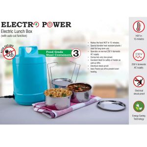 101-H183*Electro Steel 3 container electric steel lunch box with Auto cut function