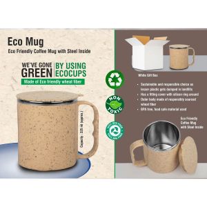 101-H187*EcoMug Eco Friendly Coffee mug with steel inside  Made with Wheat fiber