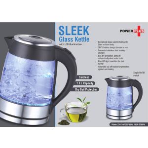 101-H195*Sleek Glass kettle with LED illumination 1.8