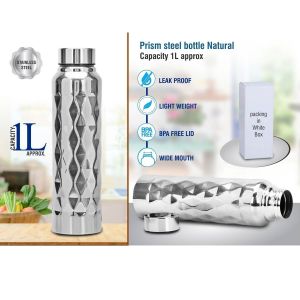 101-H204*Prism steel bottle Natural  Capacity 1L approx