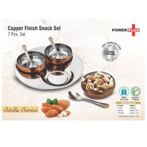 101-H208*7 pc Copper finish Snack set  3 Snack bowls with spoons & Serving 