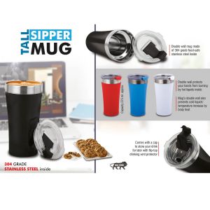 101-H223*Tall Sipper mug  304 grade Stainless steel inside  Capacity 400ml approx 
