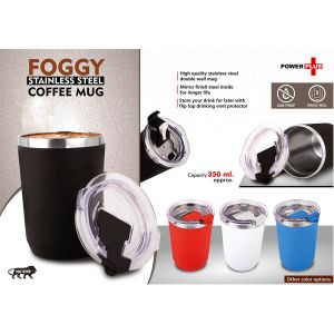 101-H226*Foggy Stainless Steel coffee mug  Premium clear cap with flip top lid  Leak Proof  Capacity 350ml approx