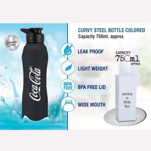 101-H233*Curvy steel bottle Colored  Capacity 750ml approx