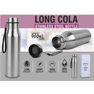 101-H240A*Long cola stainless steel bottle with carry strap  Capacity 900ml approx