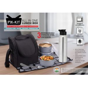 101-H245a*PIK-KIT All in 1 Lunch box with 3 Microwaveable Steel containers