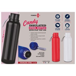 101-H248*Candy Insulated Steel Bottle with Flip top lid  Keeps Hot & Cold for 4 6 Hours  Capacity 750 ml