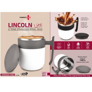 101-H249*Lincoln  2 Tone Stainless steel Mug with Lid  Leak proof  BPA Free  Capacity 300 ml approx