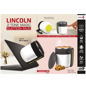 101-H251*Lincoln  2 Tone Magic Suction Mug with Stainless inside  Leak proof  BPA Free  Capacity 300 ml approx