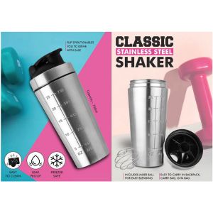 101-H253*Classic Stainless Steel Shaker with Mixer Ball  Capacity 750 ml approx