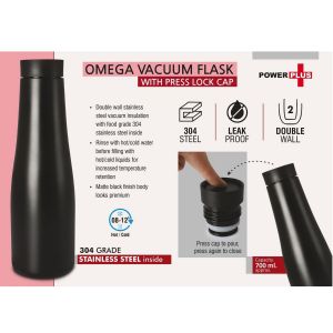 101-H257*Omega Vacuum Flask with Press lock cap - Capacity 700 ml approx - Made of 304 grade steel