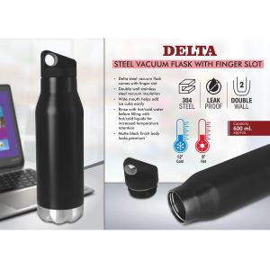 101-H263*Delta Steel Vacuum Flask with Finger slot - 304 steel inside - Capacity 600 ml approx