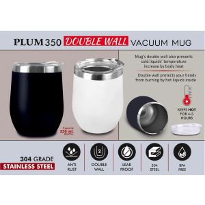 101-H270*Plum 350: Double Wall Vacuum Mug | 304 Grade Steel | Capacity 350ml Approx