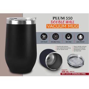 101-H271*Plum 550: Double Wall Vacuum Mug | 304 Grade Steel | Capacity 550ml Approx