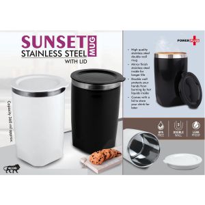 101-H279*Sunset  Stainless Steel Mug with Lid  Leak proof  BPA Free  Capacity 360 ml approx
