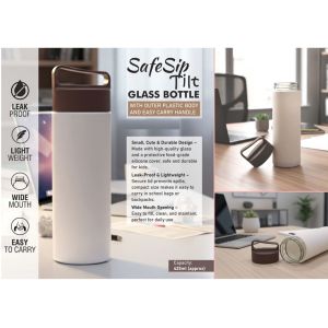 101-H347*SafeSip Tilt Glass bottle with outer plastic body and Easy carry handle