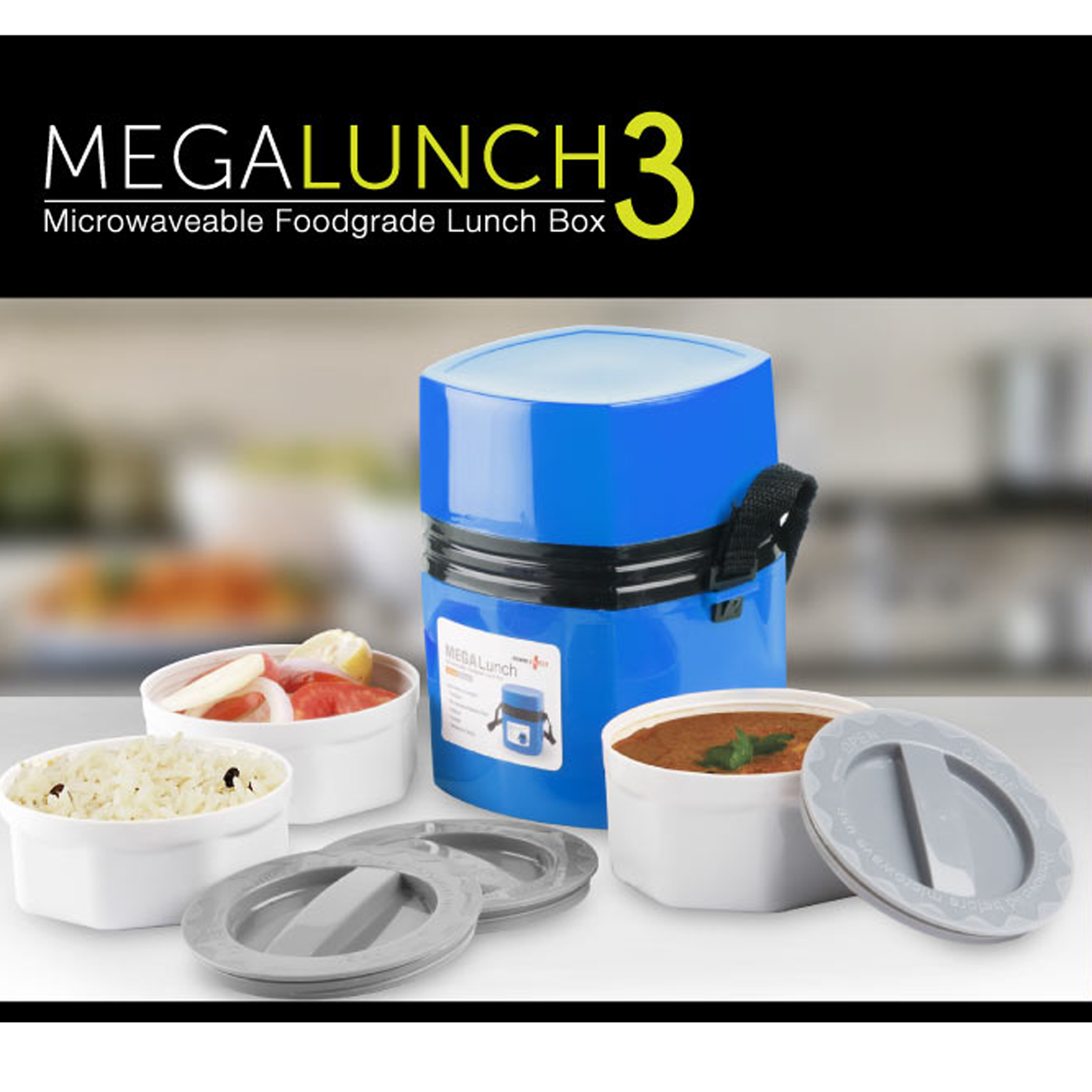 101-H35*Power Plus Mega Lunch Box Microwaveable 3 Box