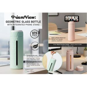 101-H380*PrismView Geometric Glass Bottle with Integrated Phone STAND