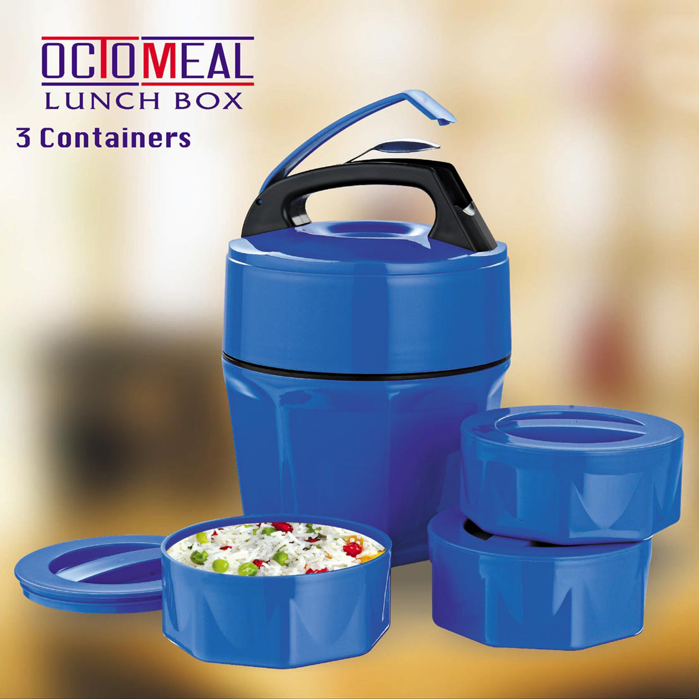 101-H86*Octomeal Lunch box 3 containers plastic
