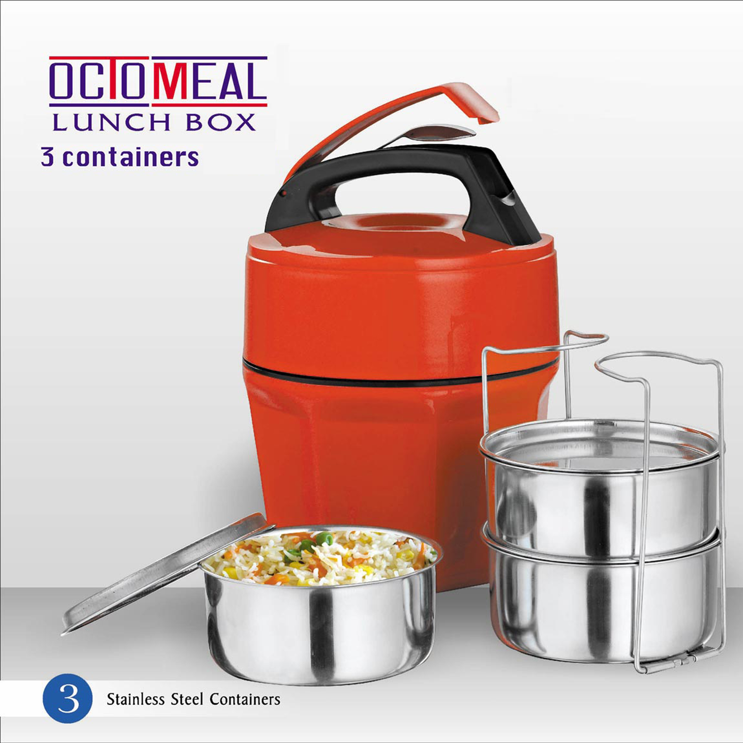 101-H87*Octomeal Lunch box 3 containers steel