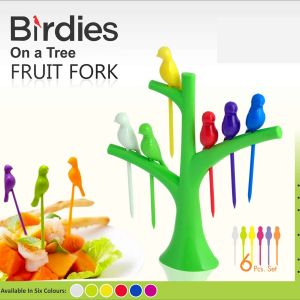 101-H90*Birdies on a tree fruit fork set