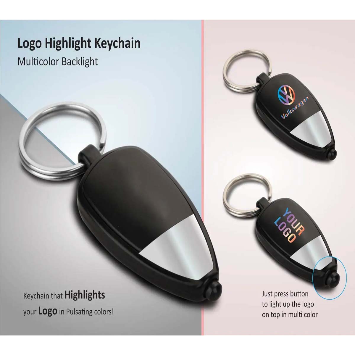 101-J122*Two tone Logo highlight keychain multicolor backlight