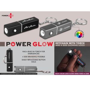 101-J130*PowerGlow keychain with Torch and 4 side Glowing Logo