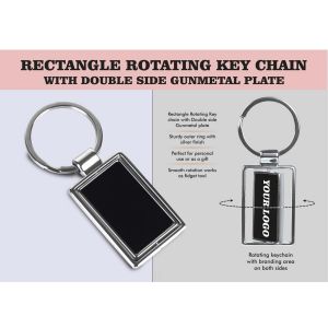 101-J138*Rectangle Rotating Key chain with Double side Gunmetal plate