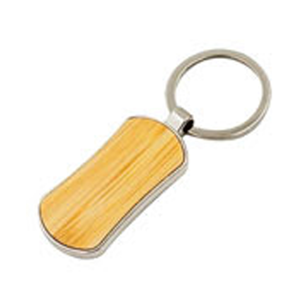 101-J142*Metal keychain with double side Bamboo plate