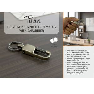 101-J152*Titan: Premium rectangular keychain with carabiner 