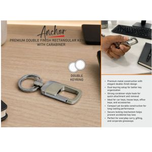 101-J153*Anchor Premium double finish rectangular keychain with carabiner
