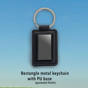101-J70*Rectangle metal keychain with PU base (gunmetal finish)