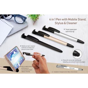 101-L124*4 in 1 pen with mobile stand stylus and cleaner