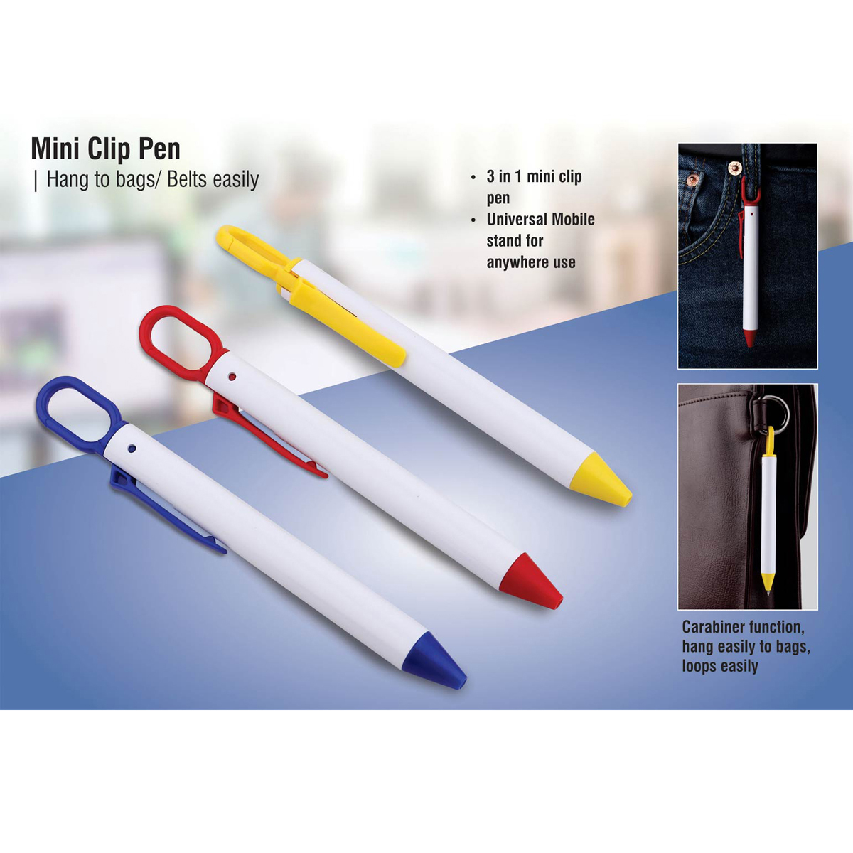101-L138*Mini clip pen Hang to bags belts easily
